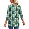 Women's Christmas Print V-Neck Three-Quarter Sleeve Casual Shirt for Holiday