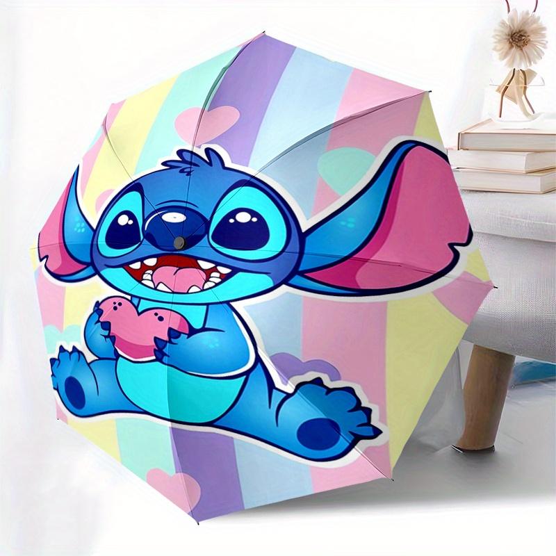 1pc Stitch,Heart Automatic Folding Umbrella: Compact 8-Bone Design Cartoon Outdoor Travel Companion, Business Umbrella, Christmas Valentine'