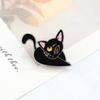 Magical Black Cat Brooch Punk Anime Kitten with Moon Symbol Enamel Pins Cartoon Cute Backpack Lapel Badge for Kids Jewelry Gifts