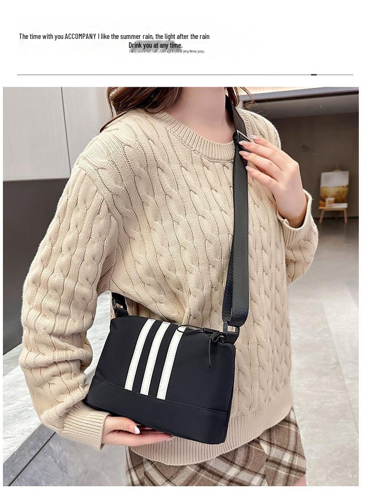 2024 Trendy Twill Stripe Women's Crossbody Multi-Layer Bag - European & American Fashion