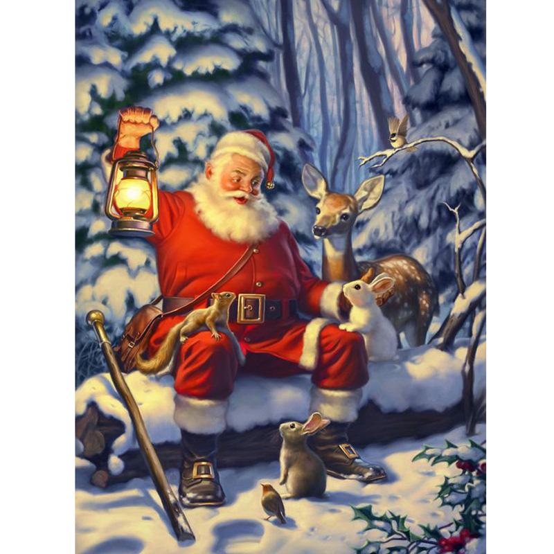 DIY 5D Diamond Painting Santa Claus Cartoon Full Round Drill Diamond Embroidery Christmas Winter Snow Cross Stitch Home Decor