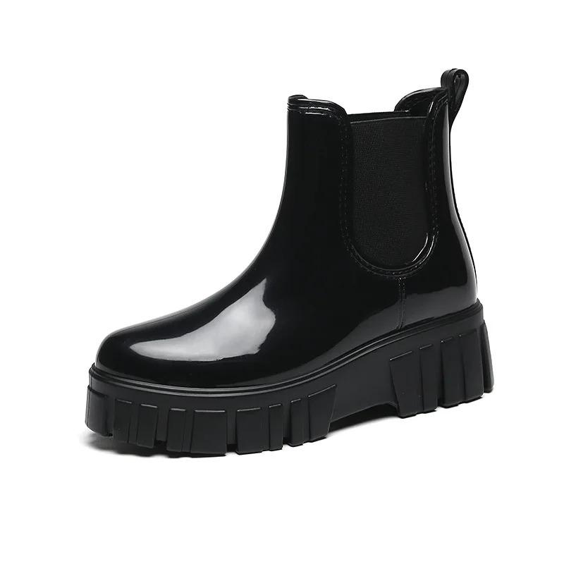 Fashion Platform Rain Boots Women Garden Galoshes Waterproof Rubber Chelsea Boots Female Non-slip Rainshoes Fishing Waders Water Shoes