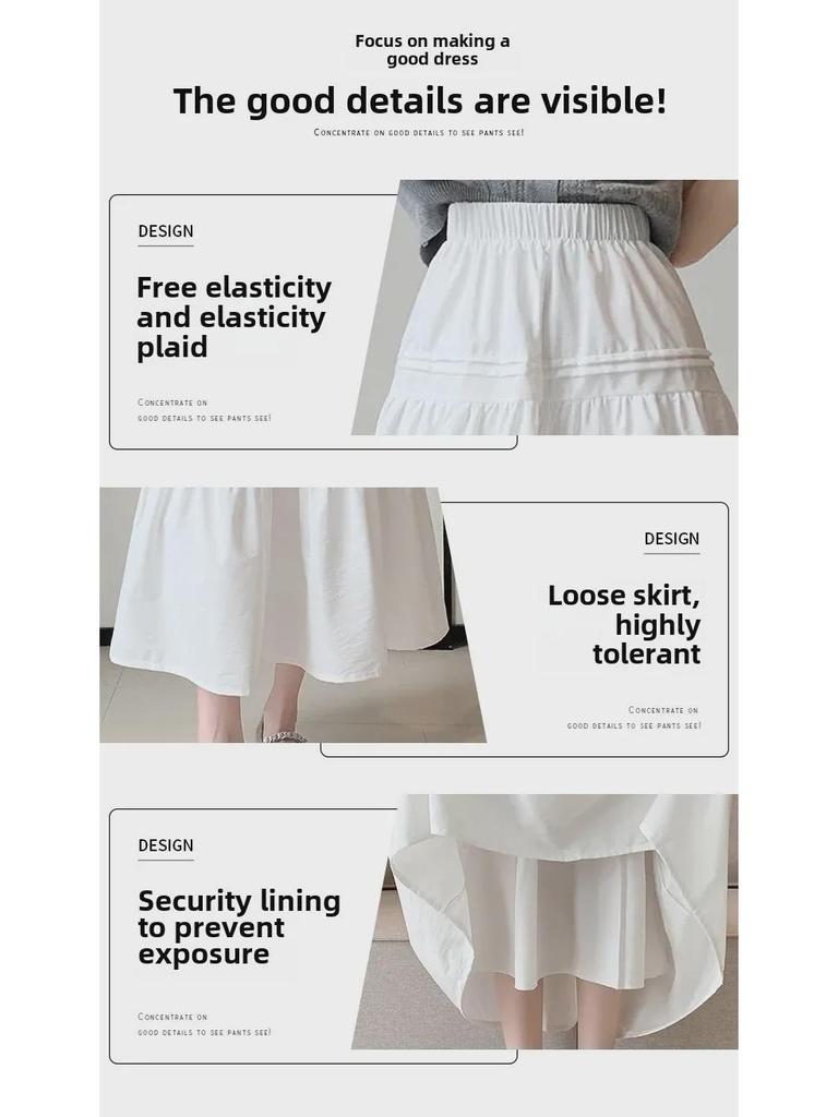 Witte Hoge Taille Slim Midi Rok - Koreaanse Stijl, Zoet & Elegant