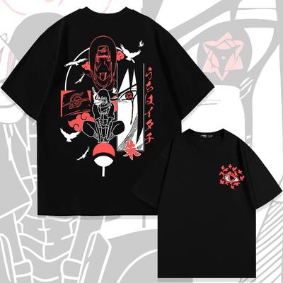 Japanese Naruto Anime 100% Cotton Round Neck T-shirt Short Sleeve Fashion Teenager Short Sleeve Summer Men's Street Casual Tops