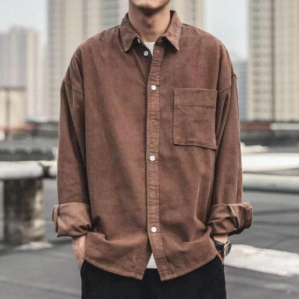 Corduroy Long,sleeved Shirt Men's Casual Loose Men's Work Shirt Jacket