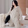 Pajamas Women'S Winter Coral Fleece Thickened Fleece Warm Autumn And Winter Flannel Can Be Worn Outside Hooded Winter Loungewear