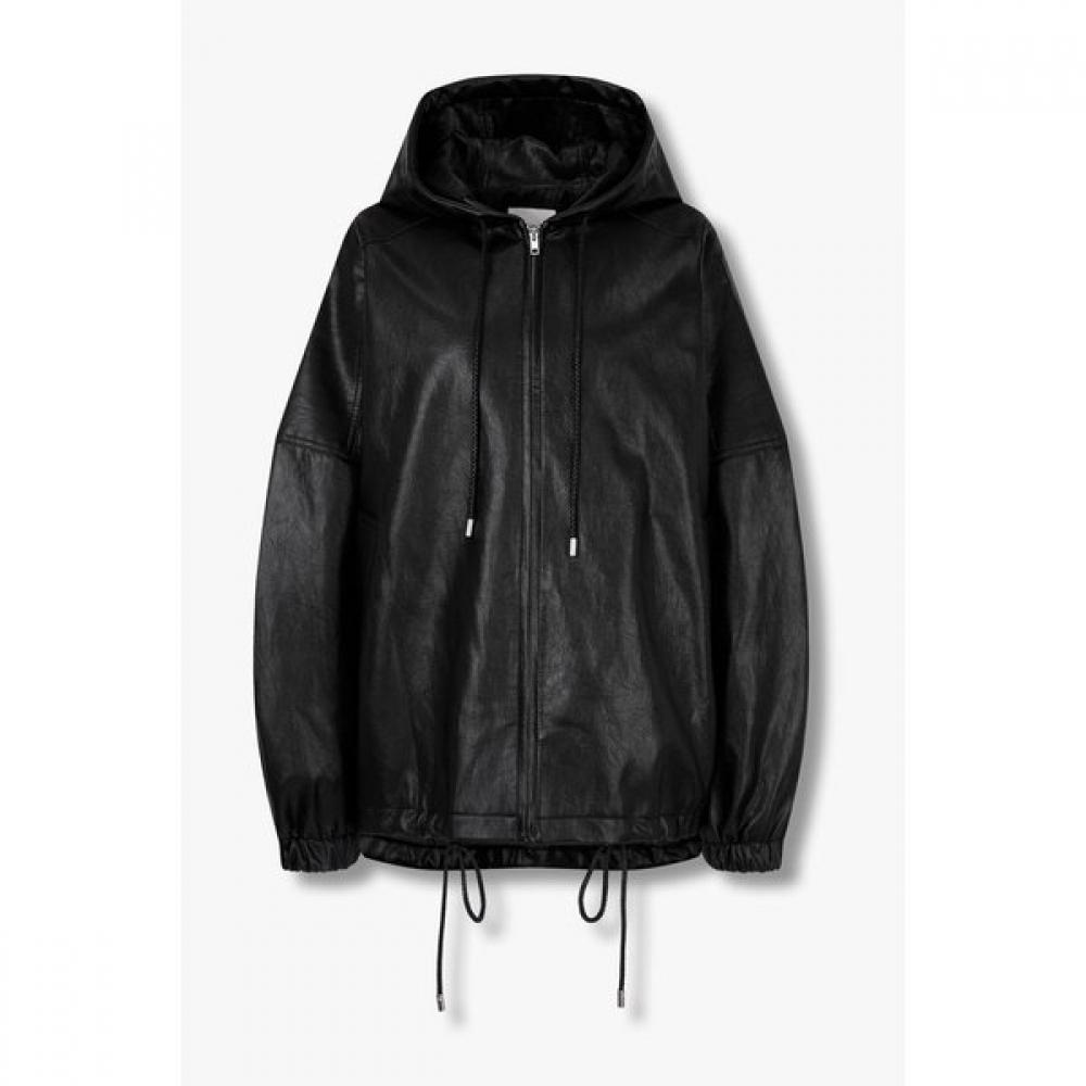 Studio Tomboy Oversized Synthetic Leather Jumper Hoodie  9175361973 black (99)/OS