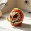 Dark Style Holiday Decorations Halloween Skull Apples Resin Statue, Gothic Spooky Decor with Creative Scene Ornaments Worm, Horror Prop for