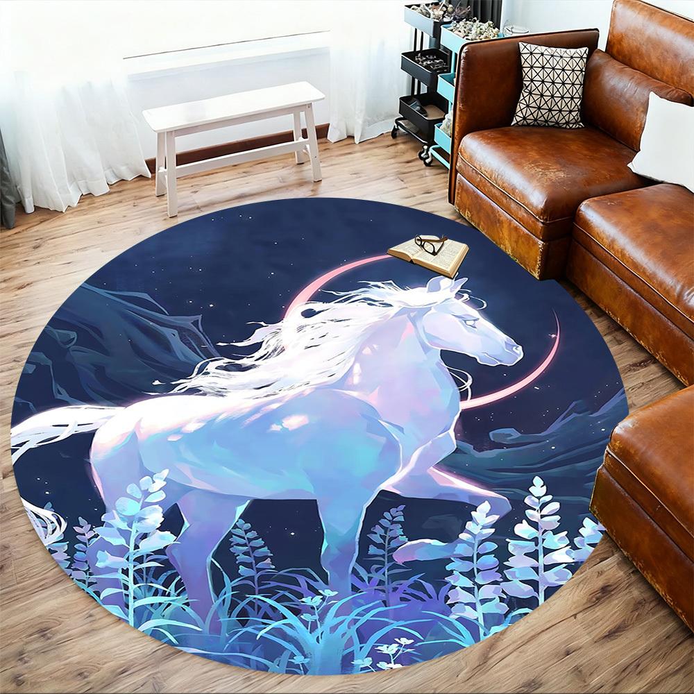 1pc Unicorn Fantasy Round Chair mat office Area Rug - Non-Slip, Floor Mat for Office, Bedroom, and Indoor Decor p127024