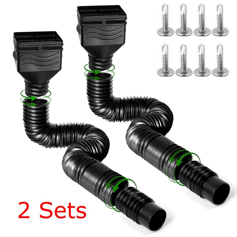 2 sets of foldable and easy to install retractable rainwater drainage pipes are durable and long-lasting
