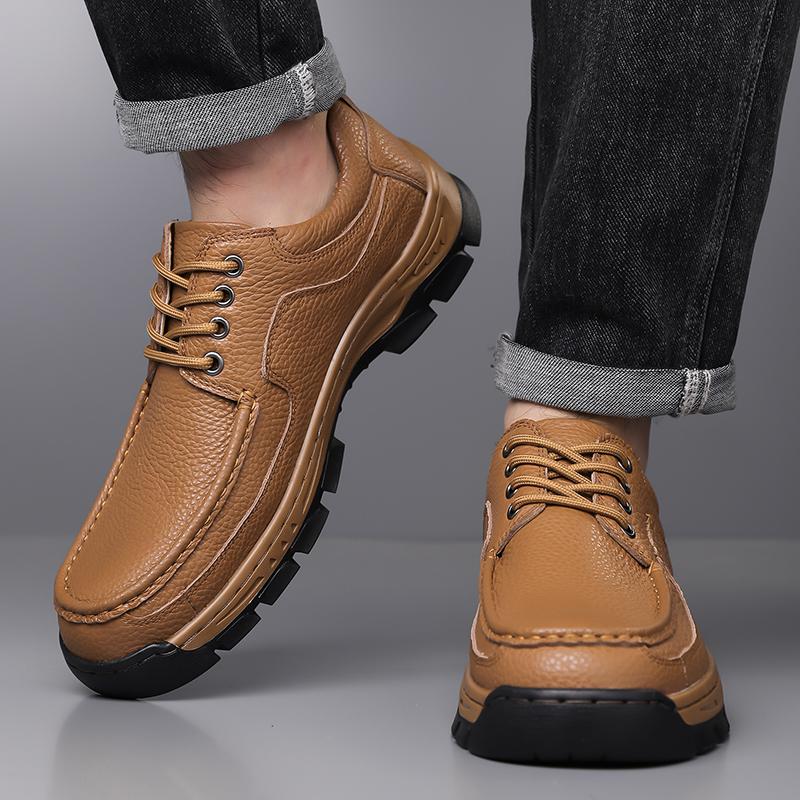 Handmade Leather Business Footwear Comfortable Quality Split Leather Men Flat Outdoor Shoes Men's Flats New Men Casual Shoes