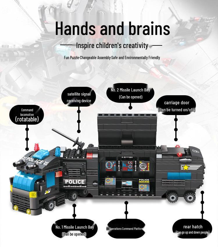 Compatible Military SWAT Armored Car Building Blocks - Educational Assembly Toy for Boys