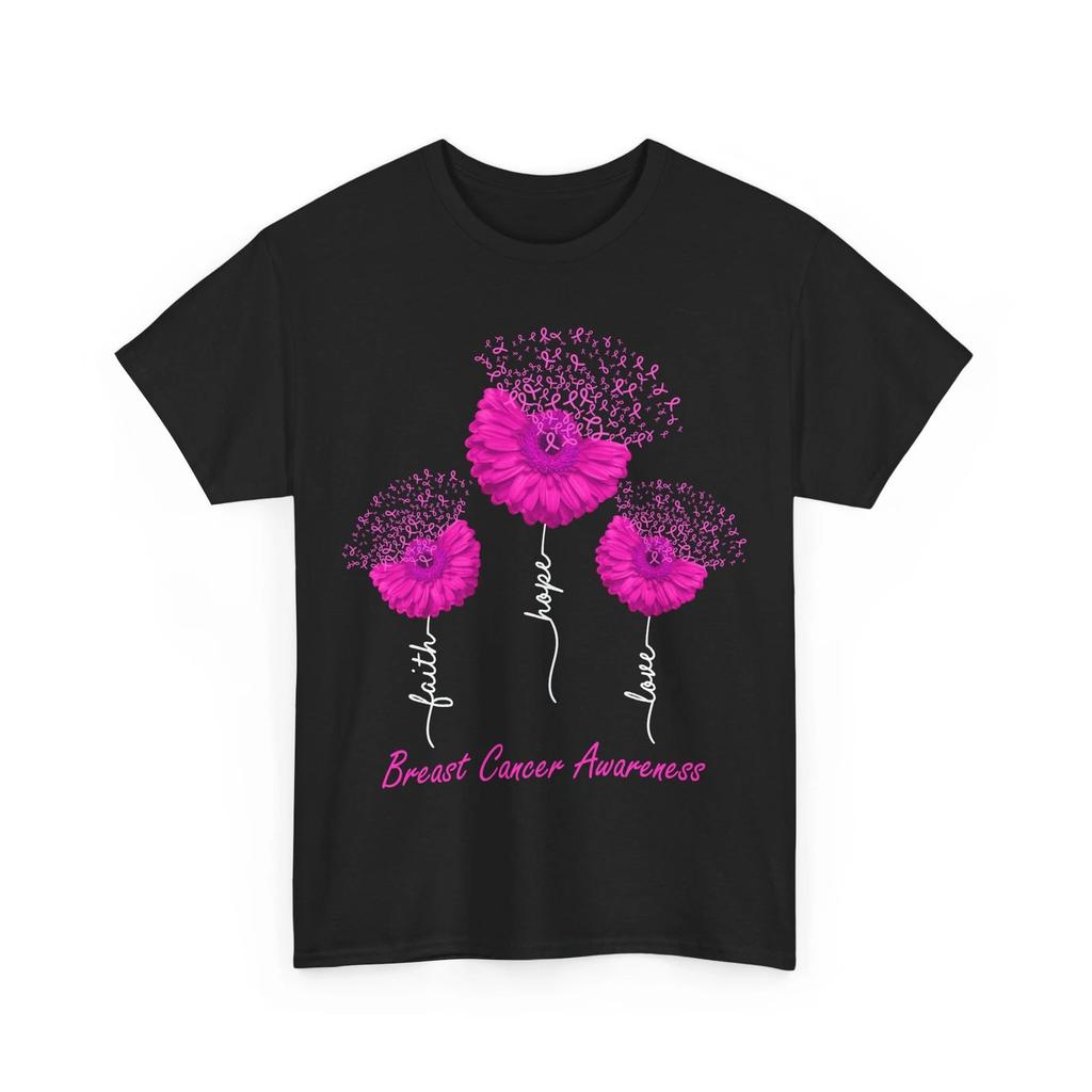Breast Cancer Awareness Shirt, Faith Hope Love Sunflower Pink Ribbon Shirt