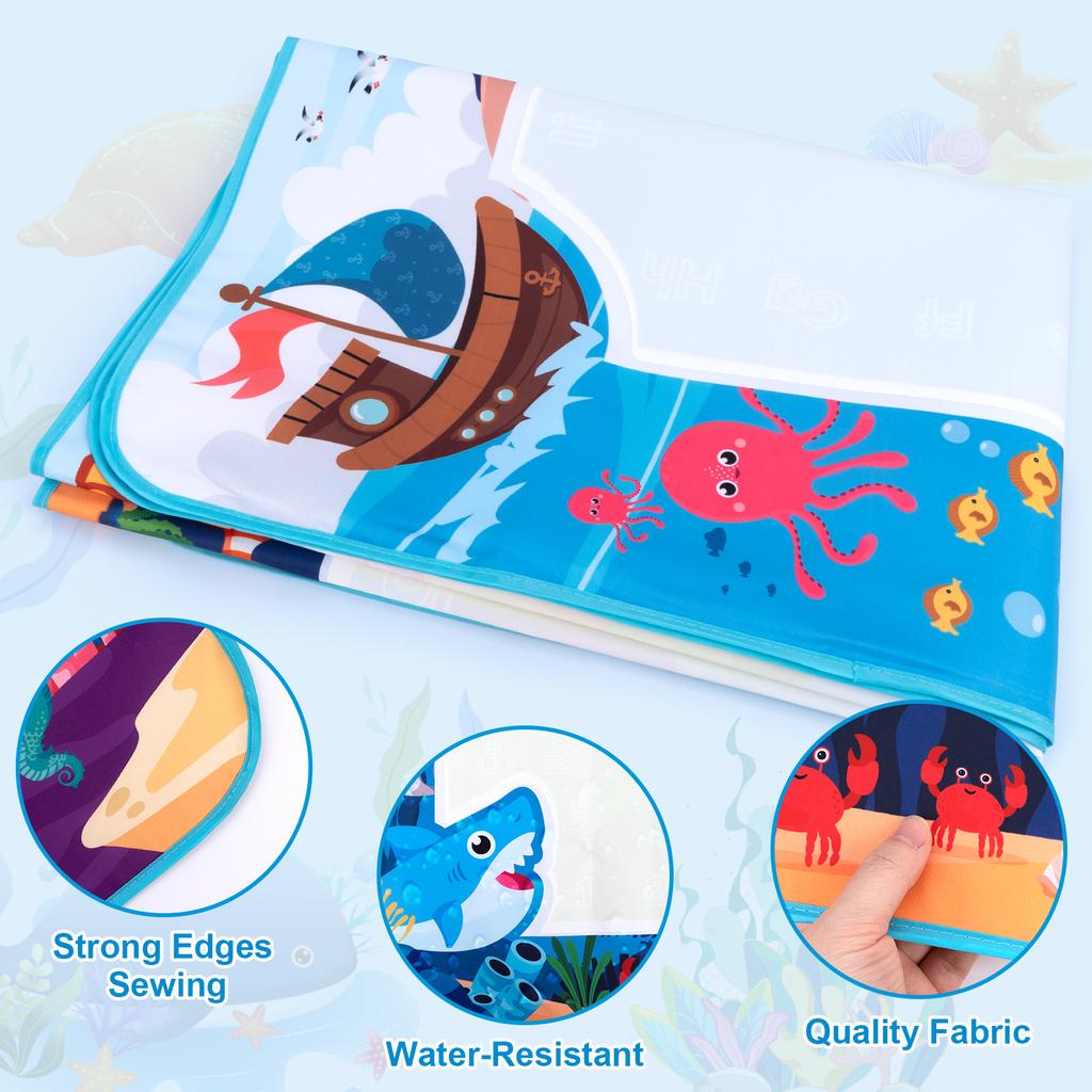 120x90CM Magic Water Drawing Mat Coloring Doodle With Reusable Magic Pens Montessori Painting Board Educational Toys Kids Gifts