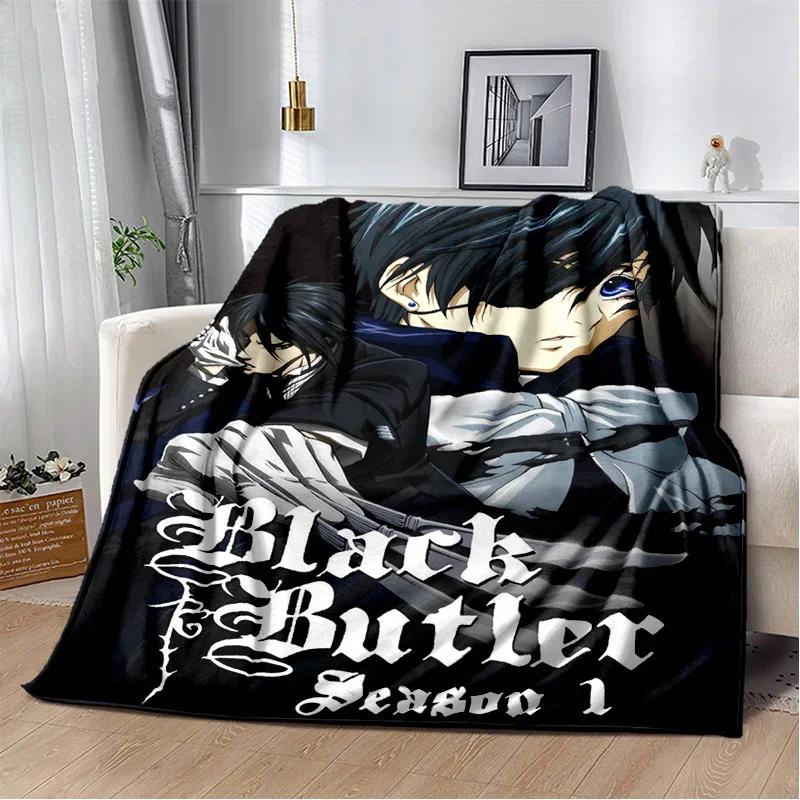 3D Anime Black Butler Cartoon Blanket,Soft Throw Blanket for Home Bedroom Bed Sofa Picnic Travel Office Rest Cover Blanket Kids