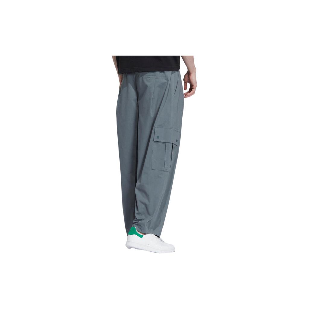 adidas ×CHARR FW22 Pure Color Flip-Cuff Pocket Detail Loose Knit Sports Pants Unisex Bottoms Blue HR3479