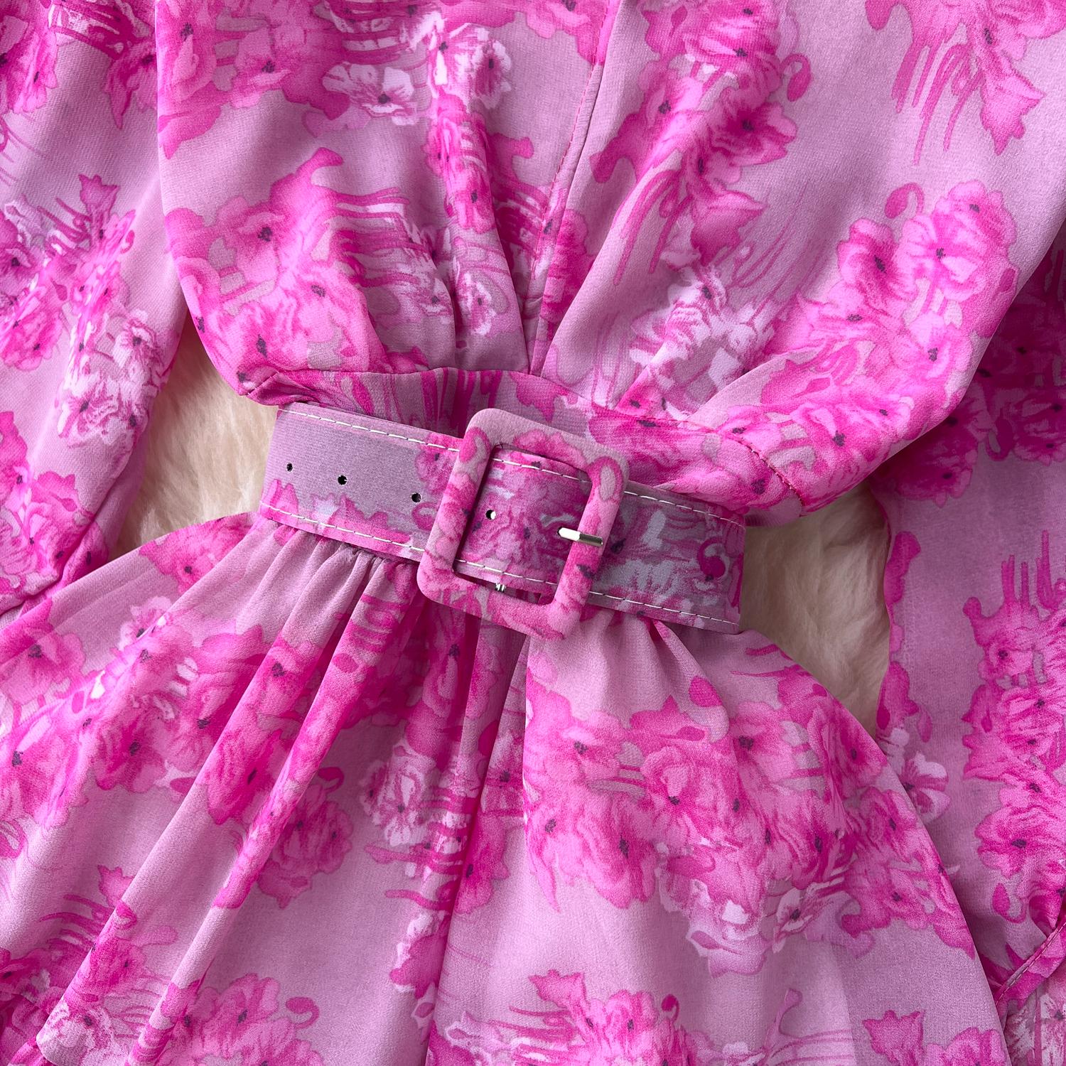 Осеннее винтажное женское платье миди с цветочным принтом — фото 14