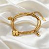Popular European and American Four-leaf Clover Bracelet for Women, Light Luxury Lucky Clover with Diamonds, Double-layered, Shiny Titanium Steel Hand