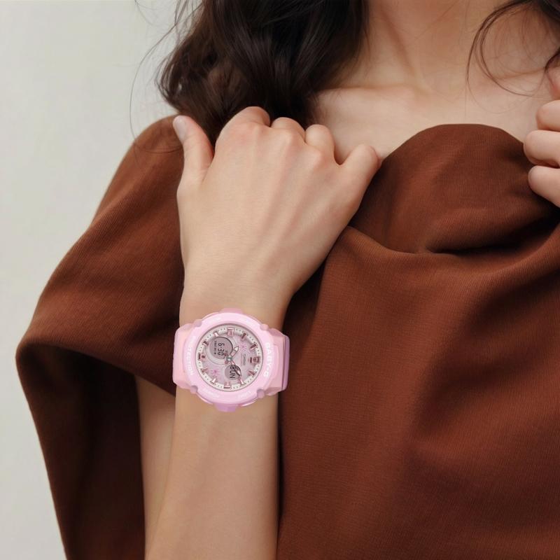 Casio BABY-G G-SHOCK Series Casual Fashion Quartz Movement Resin Strap Japanese and Korean Watch Women's Watch Pink Dial BGA-270FL-4A