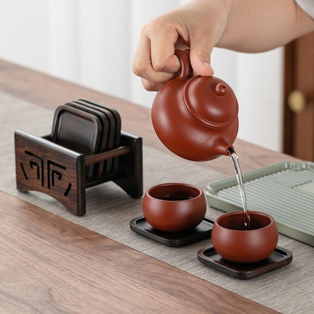 Heat Resistant Cup Pad Black Sandalwood Tea Tray High-End Cup Mat  Tea Table