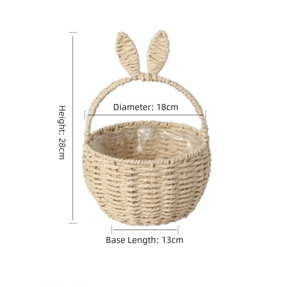Cartoon Rabbit Ear Storage Basket Multifunctional with Handles Egg Gathering Ornaments Hand Woven Basket Easter Festival Gift белый 2860₽