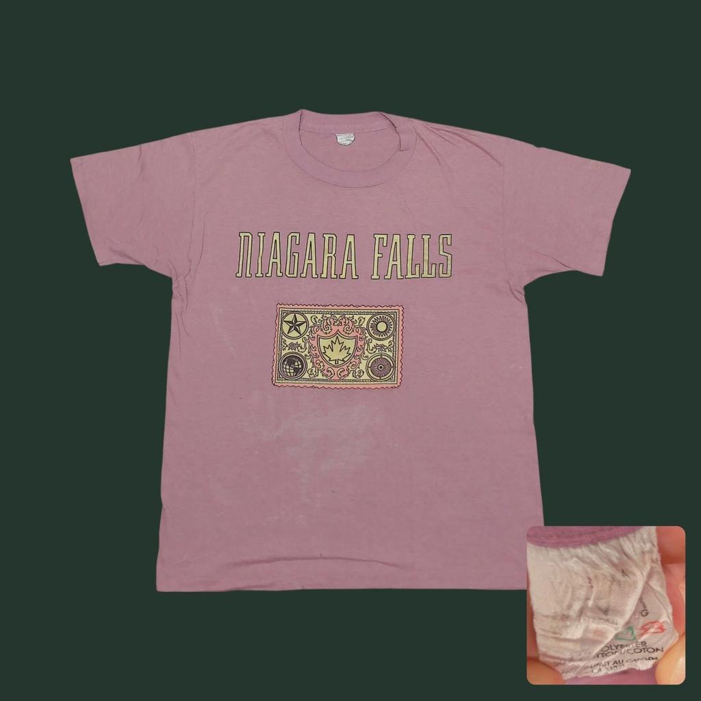 Vintage 80s Niagara Falls Single Stitch Souvenir Tee Mens Large Mauve Pink