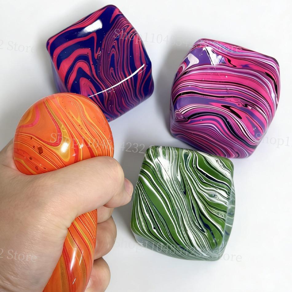 Stress Relief Marbled Square Squishy Fidget Toys Blind Box Slow Rebound Anti-Anxiety Squeeze Box Wholesale Gift