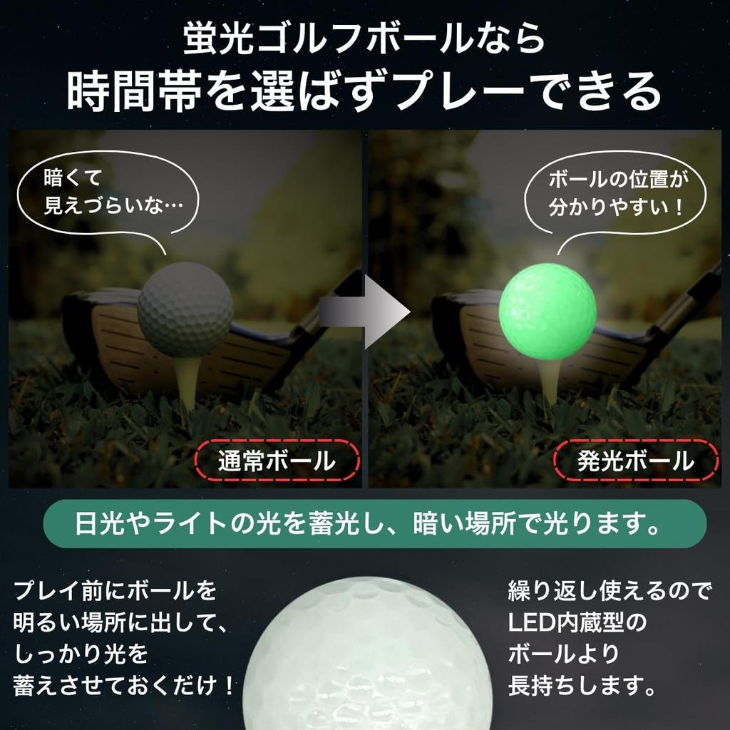 SALUDABLE Golf Balls for Night Game with LED Light of Glow-in-the-Dark Practice, Fluorescent, Glow-in-the-Dark, Long-Lasting, (Set 12)