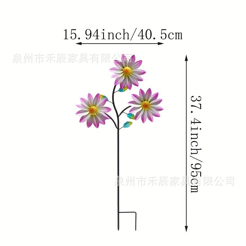 Metal Garden Wind Spinner Outdoor Decorative Yard Art with Rotating Flower Design and Sturdy Stake for Lawn Patio or Garden Decoration