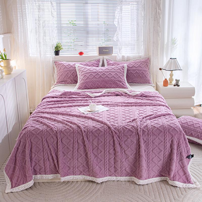 Thickened Jacquard Velvet Coral Fleece Flannel Blanket