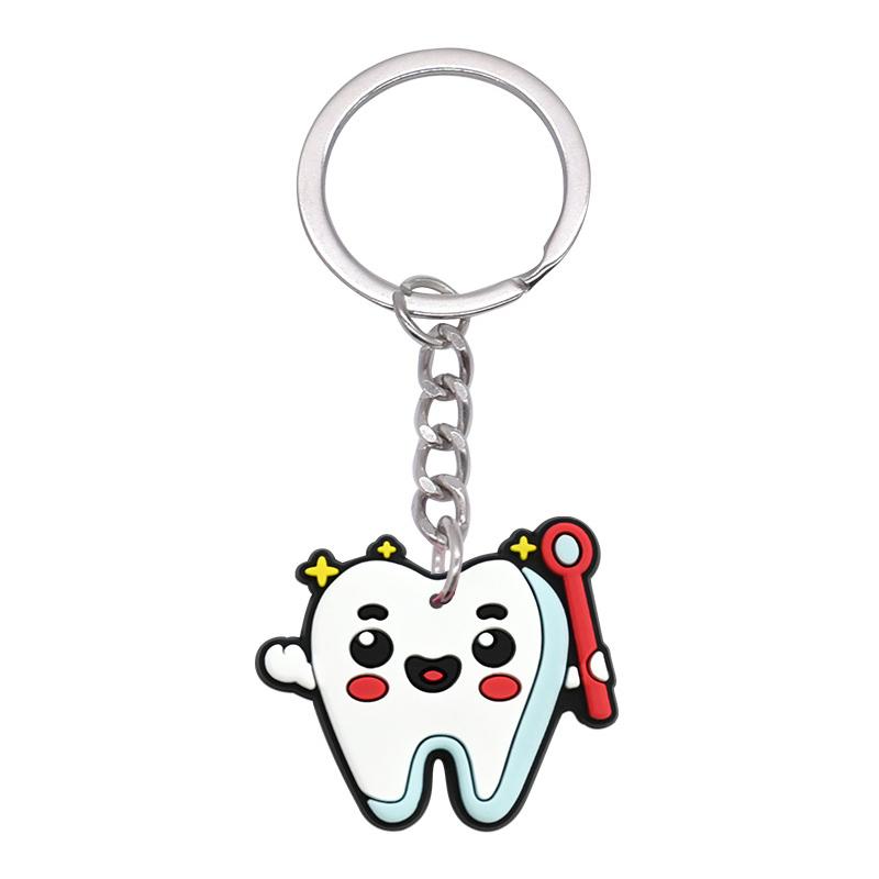 10 Pcs Dental Tooth Shape Model Simulation Keychain  Keyring Cartoon Lovely Girls Kids Gift Pendant Teeth Key Chain