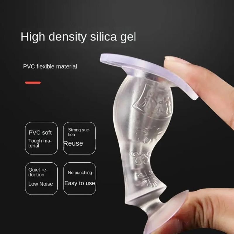 New Silicone Door Stopper Anti Collision Self Adhesive Floor Holder Strong Suction Doorstop Bedroom trasparente