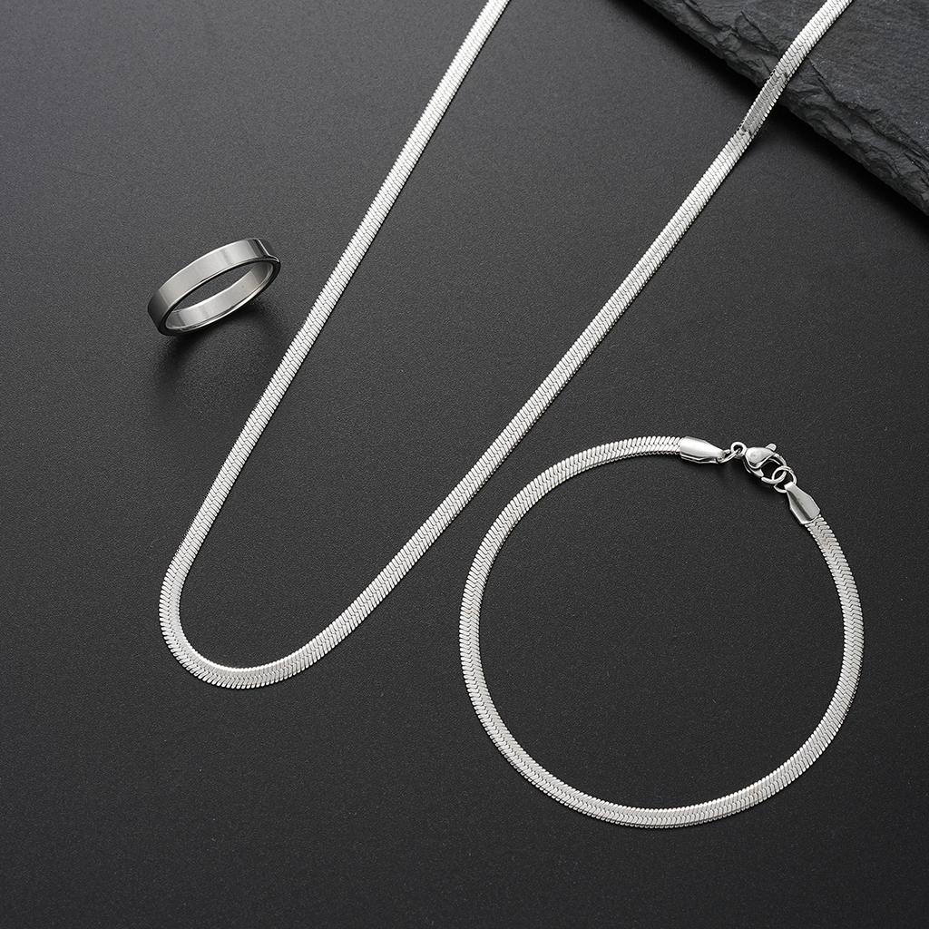 3 Pcs Men's Stainless Steel Jewelry Sets Gothic Hip Hop Style With Cross Pendant Necklace Ring Bracelet Set Fashion Simple Gifts