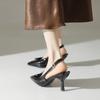 2025 Modern Office Shoes for Women Black Wedding Slingback Pointed Toe Butterfly Decoration Female High Heeled Sandals