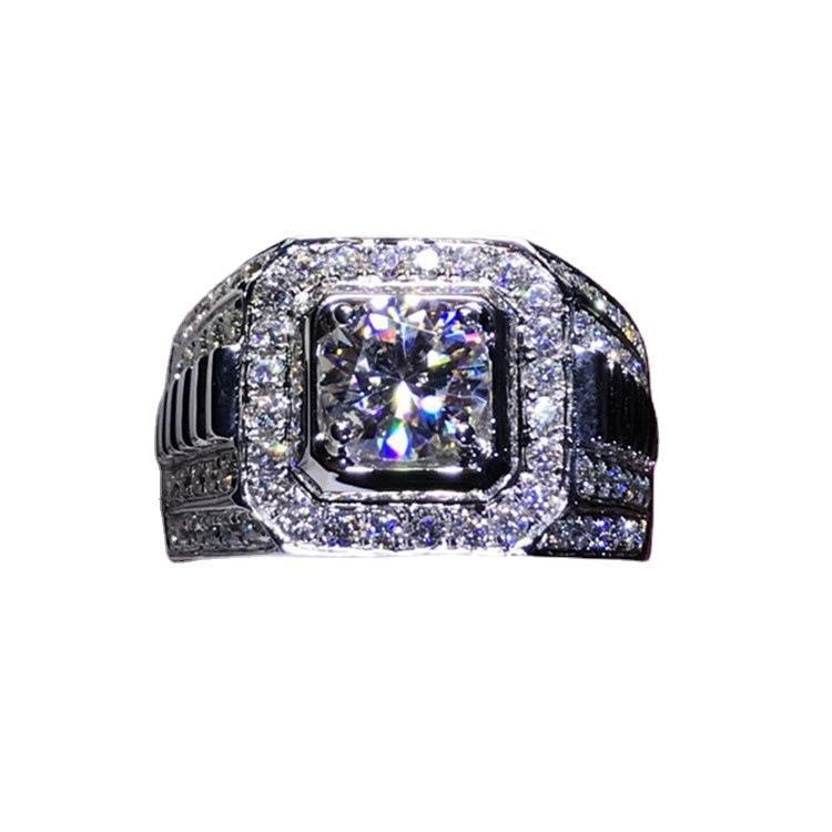 Weiya Luxury Zircon & Silver Diamond Wedding Ring for Men & Women