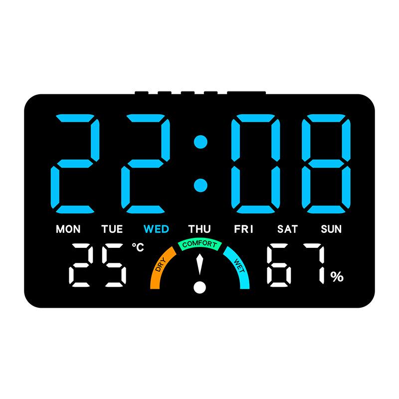 GH9007 Multifunctional LED Clock: Wall & Table-Top, Large Screen, Shows Time, Temperature & Humidity, Alarm Feature