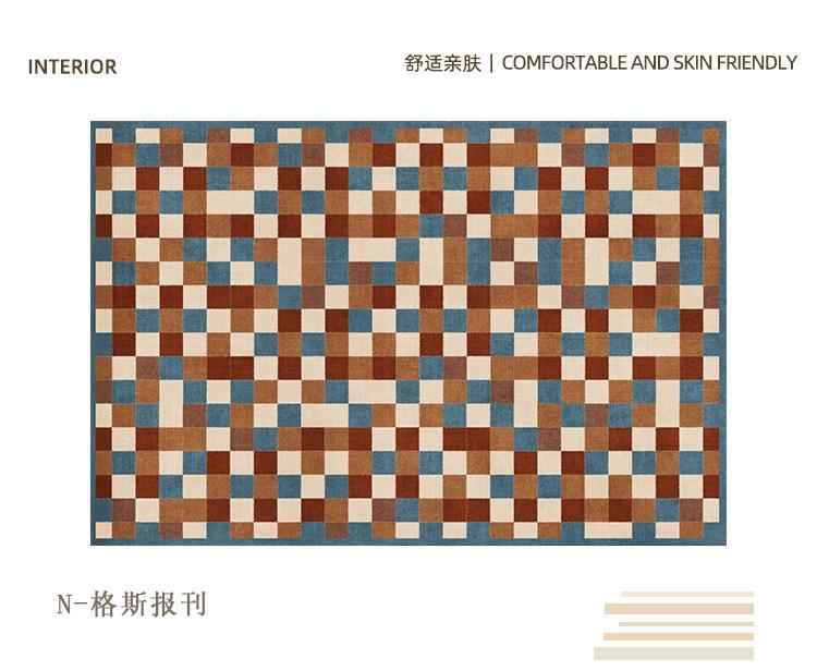 Retro Luxury Rugs for Bedroom Thick Plush Bedside Rug Large Area Living Room Decoration Checkerboard Carpet Home Fluffy Soft Mat
