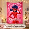 Custom Personalized Tapestry,Miraculous Ladybug Print Custom Name Text Wall Art Hanging for Bedroom