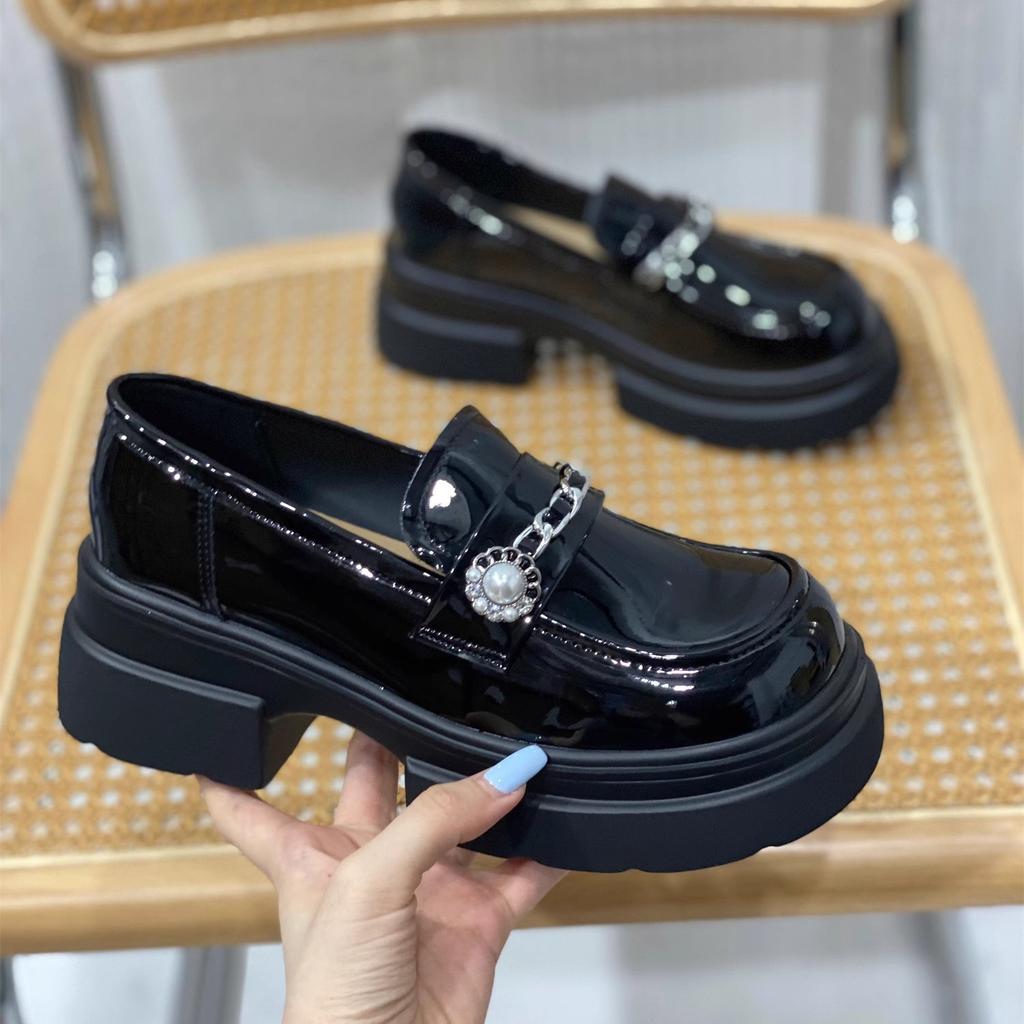 Black Loafer Small Leather Shoes for Women's 2025 Spring New Platform-soled Retro British Style Versatile Japanese Mary Jane Single Shoes