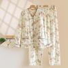 Women's Cotton Pajamas Set with Removable Chest Pads, Long-Sleeve and Pant, Casual Loose Fit for Autumn and Spring. Suitable for Home or Outdoor Wear.