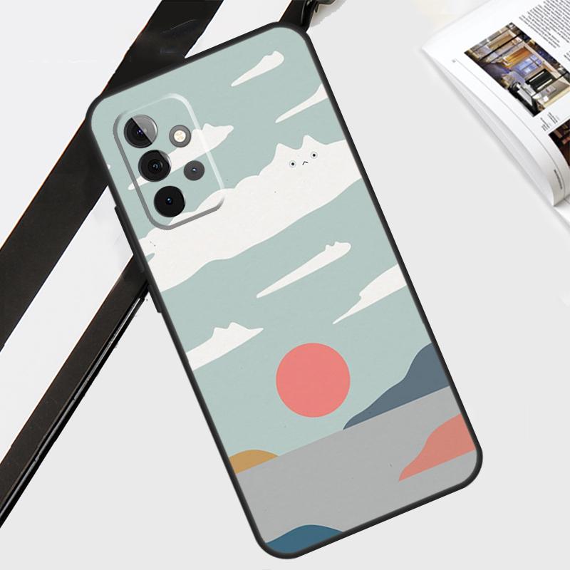 Abstract Cat Mount Fuji Japan Landscape For Samsung Galaxy A34 A54 A14 A71 A51 A13 A23 A33 A53 A73 A12 A22 A52 A32 Phone Case