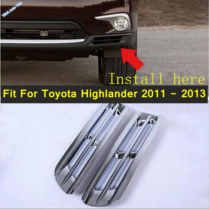 Chrome Front Bottom Fog Light Lamp Cover Trim 2pcs/set For Toyota Highlander 2011 2012 2013 Car Stylings Exterior Accessories