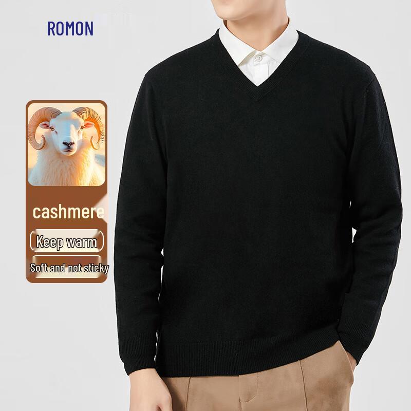 Romon Men's V-Neck Cashmere Blend Pullover