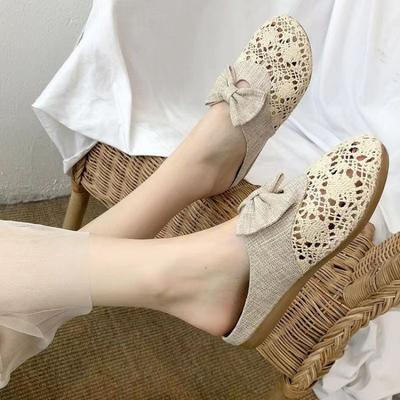Hohler Taschenkopf Halbschuhe Damenschuhe 2020 Sommer neu faul Internet-Berühmtheit Mode Fischer schwangere Frauen tragen