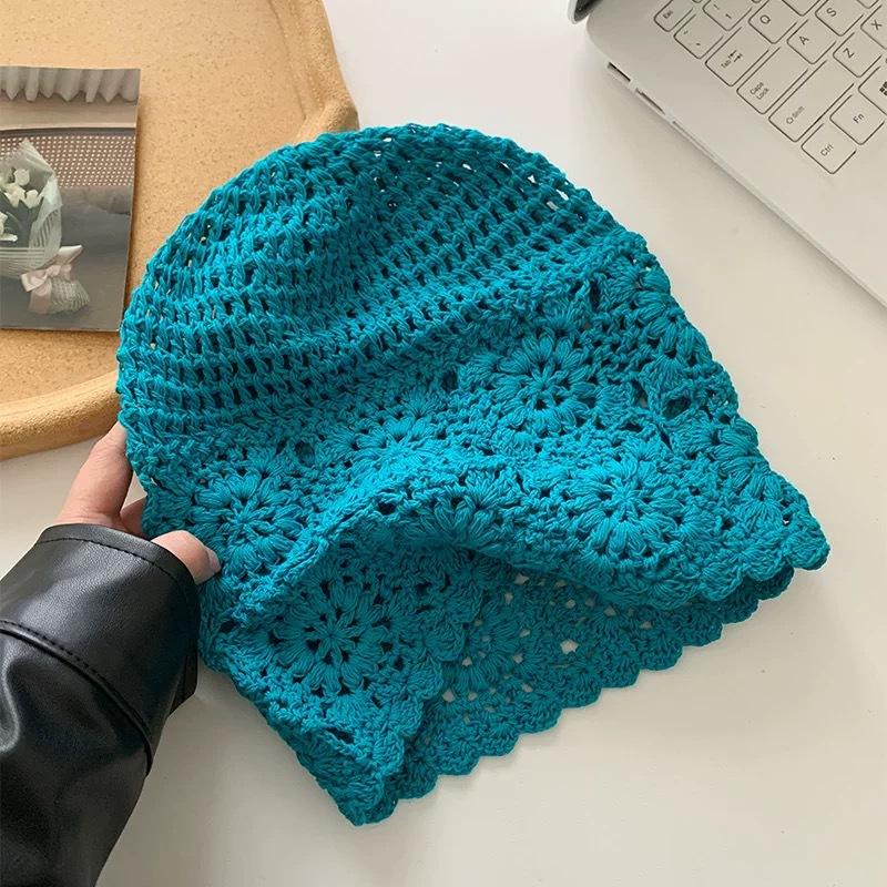 Style Japonais, Tissé à la Main, Chapeau Baotou, Pour Femmes, Style Fin Printemps et Automne, Chapeau Laineux Ajouré, Rétro, Chapeau Tricoté Artistique, Chapeau Empilable