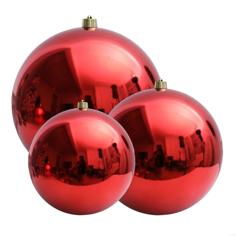 Red Glossy Finish Christmas Ball Ornament Weather Resistant Plastic Texture Suitable for Long Service Holiday Display