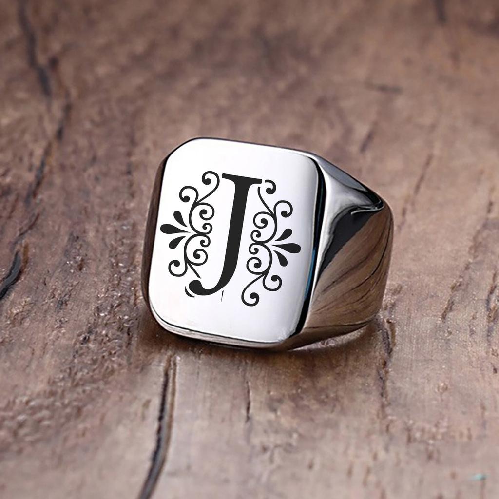 Herrenring, Sigent-Ringe, Alphabet-Ring aus Edelstahl für Herren, Vatertagsgeschenk