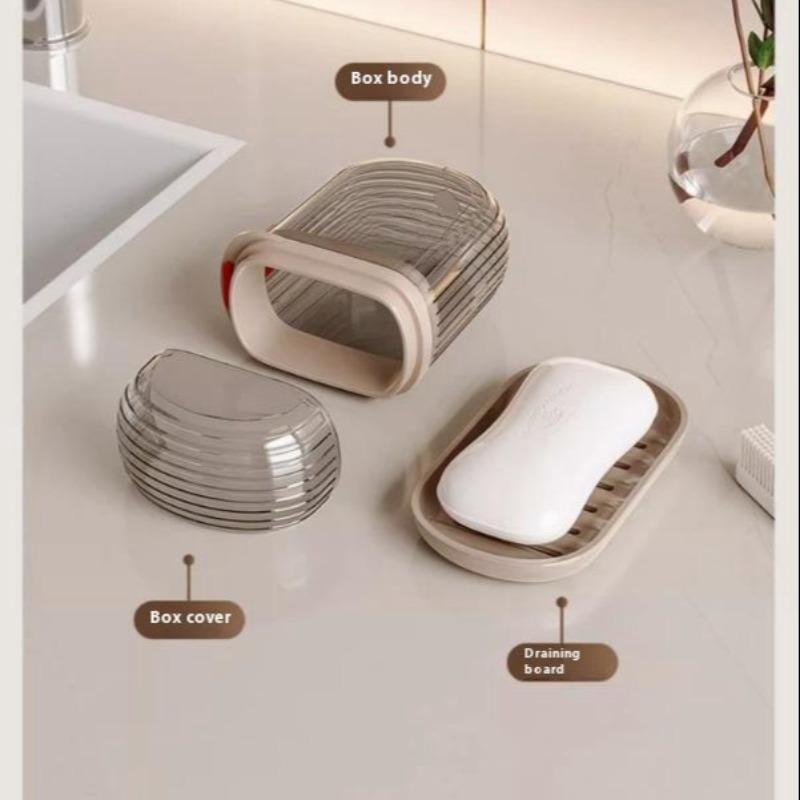 Portable Soap Box 1 Count Double Layer Sealed Drainage Soap Box Mini Light Luxury Soap Holder for Home Bathroom
