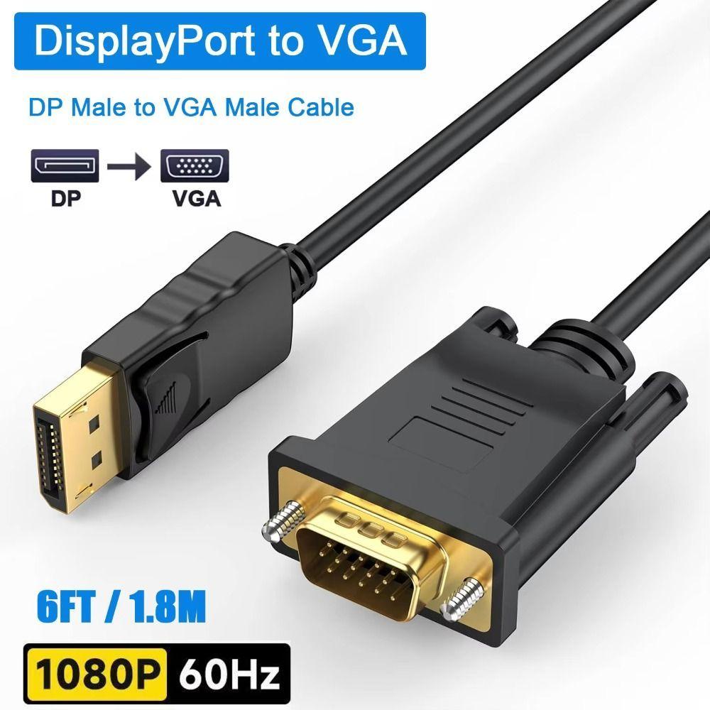 Connecting DP TO VGA Cable Male To Male Extension Cable DisplayPort To VGA Adapter 24+1 Pin 1080P Conversion HD Video Cable