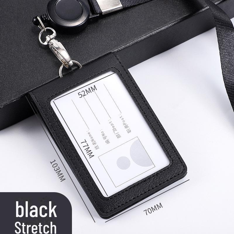 

Складной держатель для карт с двумя отделениями и выдвижным шнурком для удостоверения личности, студенческих или автобусных карт